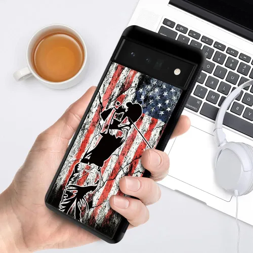 Vista 5 de DJSOK Funda para Google Pixel 6 Pro/6XL, diseño de patrón de lujo, a prueba de golpes, funda resistente para hombre y mujer-bandera de golf
