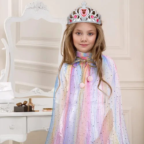 Vista 5 de Sintege Juego de 18 piezas de capa de princesa para niñas pequeñas, incluye falda de princesa, juego de simulación, cosplay, capa de princesa
