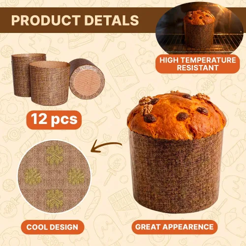 Vista 4 de SHSH trade group Molde de papel Panettone de 15 onzas Paquete de 12 Molde para hornear panetonne antiadherente – Molde de papel para pan