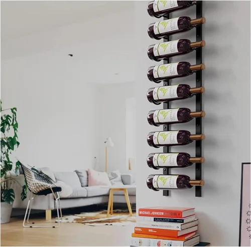 Vista 4 de Jagged Ridge Wine Rooms - Estante de metal para vino montado en la pared de alta calidad - Soporte para 12 botellas de vino - Estante moderno
