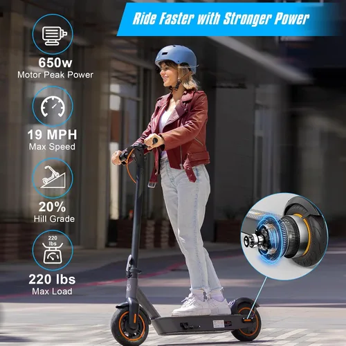 Vista 4 de Hiboy S2 MAX Adult Electric Scooter, 500W Motor, 40.4 Miles Long Range 2-Negro