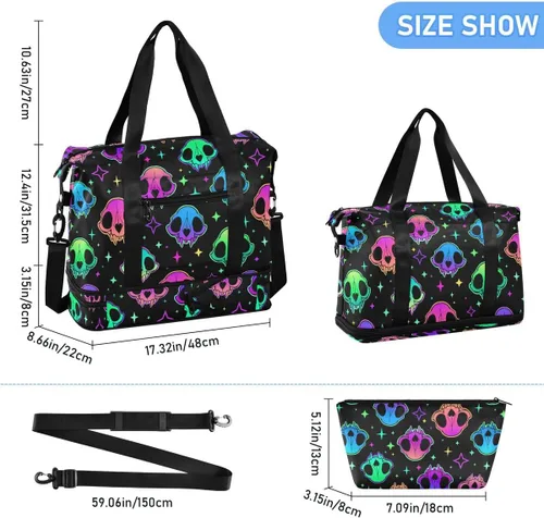Vista 2 de Bolsa de lona de viaje, bolsa de lona deportiva con bolsillo húmedo, bolsa de fin de semana para mujeres y hombres, bolsa de gimnasio, bolsa