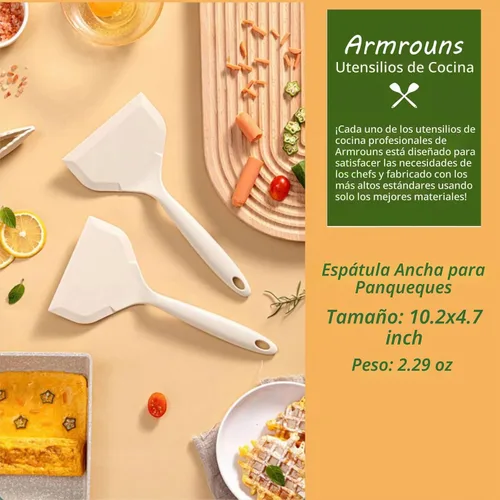 Vista 5 de Espátula ancha de silicona para panqueques, espátulas resistentes al calor para cocinar, panqueques, pizzas, tortillas.