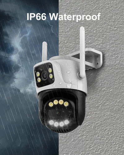 Vista 8 de Cámara de seguridad inalámbrica de doble lente de 6MP para exteriores, cámara de vigilancia WiFi para el hogar, PTZ, panorámica de 355°, inclinación