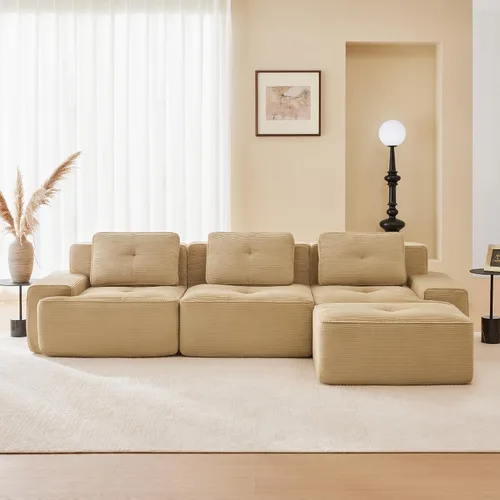 Vista 89 de Sofás modulares sin hueso de 152.8 pulgadas para sala de estar, sofá modular con diván en forma de L, cómodo asiento profundo tapizado de tela