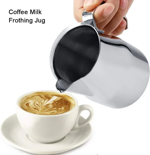Vista 4 de Jarra de espuma de leche, grado premium cuidadosamente elaborada, segura, duradera, resistente al calor, resistente al óxido, café para cocina