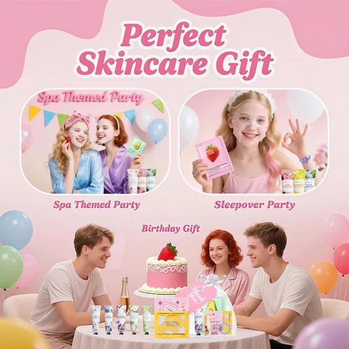 Vista 5 de 90 piezas de suministros de fiesta de spa, regalos para mujeres, regalos de fiesta de spa que incluyen máscaras faciales, crema de manos, bálsamo