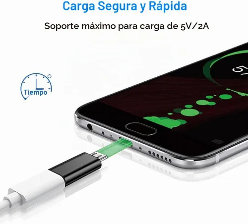 Vista 3 de Adaptador USB C a Micro USB, USB tipo C hembra a adaptador micro USB macho Negro