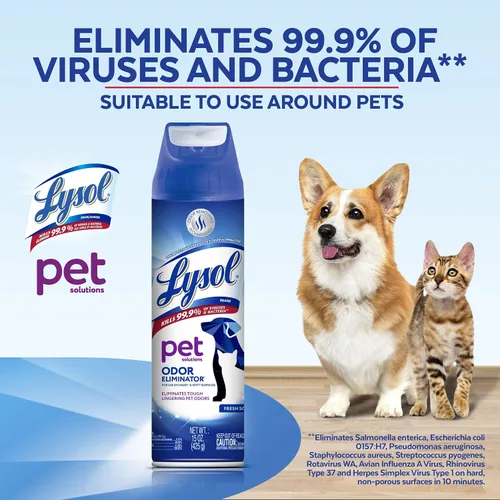 Vista 3 de Lysol Spray eliminador de olores de mascotas, espray desinfectante y desinfectante para olores de mascotas, 15 onzas (paquete de 3)