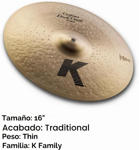 Vista 2 de Zildjian 16 pulgadas K Set de platillos personalizados, oscuros