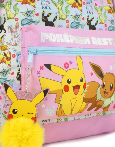 Vista 7 de Pokemon Mochila Pikachu Eevee Besties Bolsa Rosa Glitter, Rosado, Mochilas de mochila