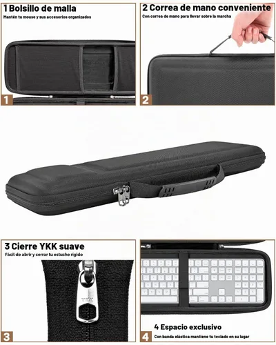 Vista 3 de RAIACE Funda rígida de almacenamiento compatible con Apple Magic Keyboard + Magic Mouse. (solo funda), color negro