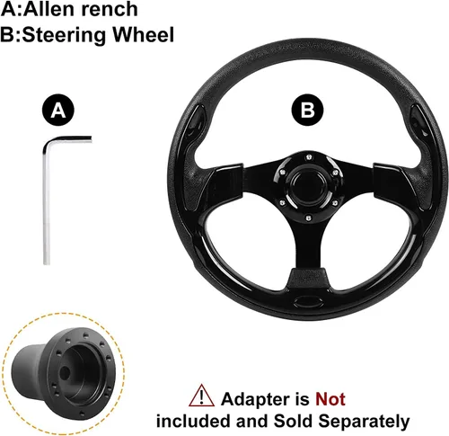 Vista 6 de Volante de carrito de golf compatible con EZGO RXV y TXT, Club Car DS, Club Car Precedent Tempo, Yamaha Golf Cart (volante negro)
