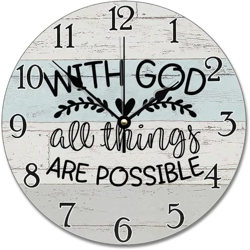 Vista 24 de Trust in the Lord With All Your Heart - Reloj de pared con versículo bíblico – Arte de cita religiosa de madera cristiana inspiradora – Madera
