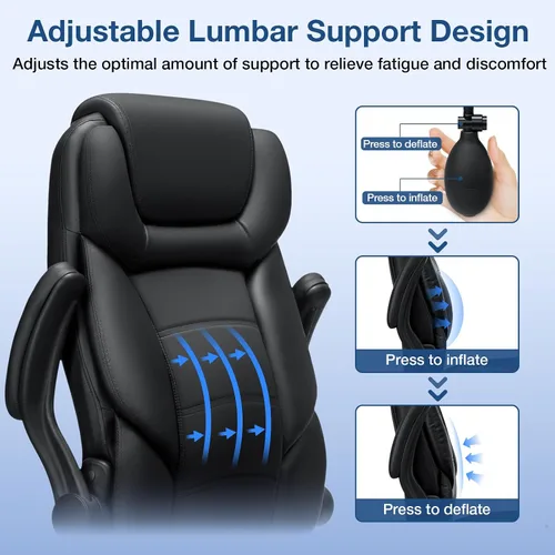 Vista 3 de HOFFREE Silla de oficina ejecutiva con soporte lumbar ajustable, 450 libras, resistente, silla de escritorio ergonómica de piel sintética grande