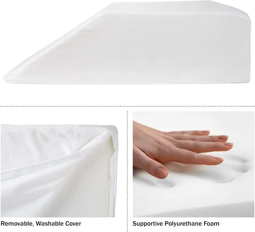 Vista 3 de Lavish Home Almohada de cuña de espuma con funda extraíble con cremallera, almohada elevada para dormir o sentarse en la cama, ayuda con ronquidos