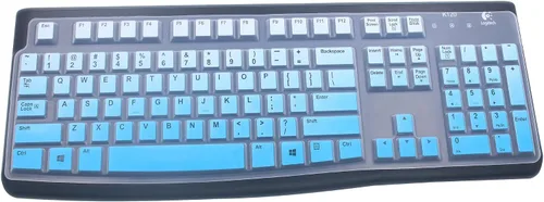 Vista 2 de Funda de silicona para teclado de escritorio ultrafina, compatible con Logitech K120 y MK120 teclado USB con cable (azul degradado)