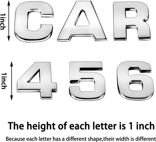 Vista 2 de Lamoutor 43 calcomanías de letras para emblema de automóvil, calcomanía de símbolo de números cromados 3D