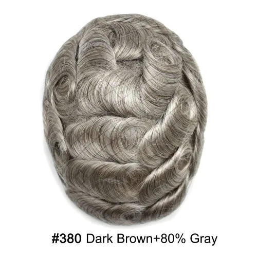 Vista 158 de Toupee para hombre 100% cabello humano real tupé para hombres 0.004 in piel de poliuretano para hombre, sistema de reemplazo de piezas de pelo
