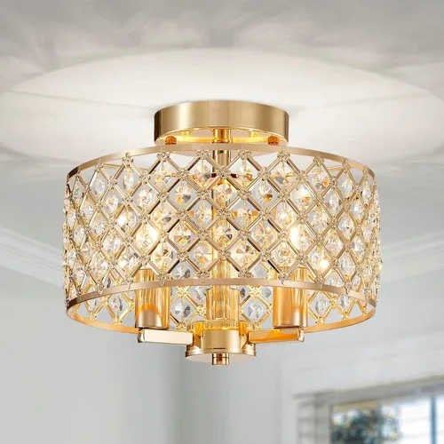 Vista 18 de AGV LIGHTING CL003F - Lámpara de techo de cristal K9, moderna lámpara de techo semiempotrada, perfecta para sala de estar, dormitorio, comedor, D13