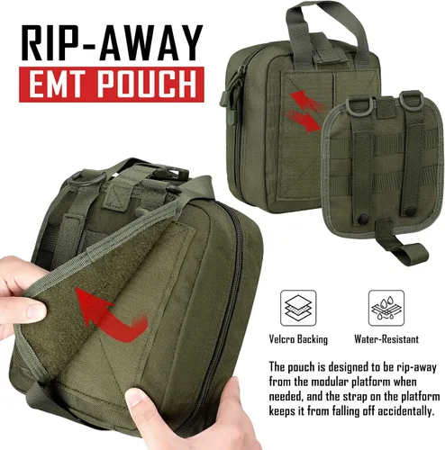 Vista 4 de LIVANS Bolsa de primeros auxilios vacía médica Ifak bolsa Molle EMT bolsas Rip-Away táctico militar trauma emergencia médica bolsa