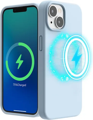 Vista 7 de SURPHY Funda magnética diseñada para iPhone 13 Mini, compatible con MagSafe (versión 2021 de 5.4 pulgadas), funda de silicona líquida con forro