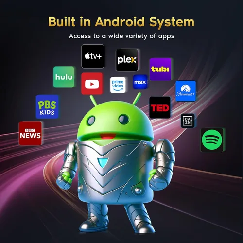 Vista 2 de Mini proyector portátil con WiFi 6 y Bluetooth 5.2 Android, soporte 1080P 4K con aplicaciones integradas, 200 lúmenes ANSI, corrección Keystone