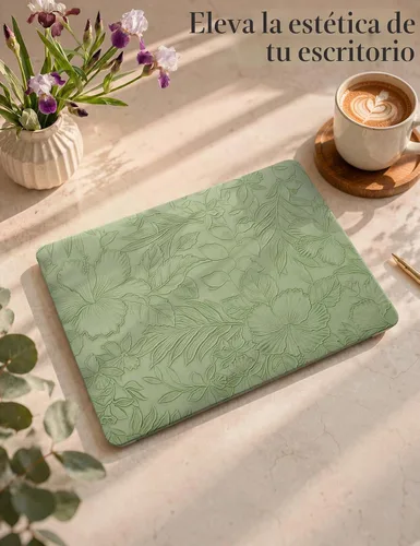 Vista 4 de iCasso - Funda compatible con MacBook Air de 13 pulgadas, versiones 2020-2018 A2337 M1 A2179 A1932, carcasa rígida de plástico con textura de cuero