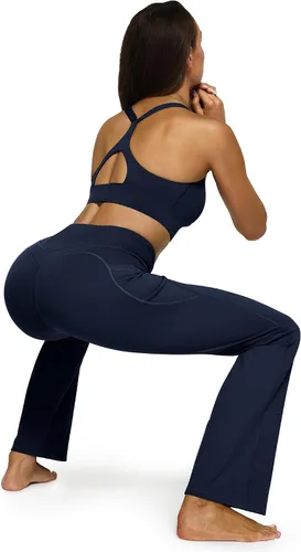Vista 5 de G4Free Leggings acampanados con forro polar para mujer, cintura alta, pantalones térmicos de yoga con bolsillos de 293133 pulgadas