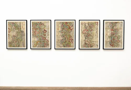 Vista 5 de Hoja 7-1944 Mapa del río Mississippi - Decoración de la casa del río Regalos de arte para pared - Póster Harold Fisk Ancient River Meander Alluvial