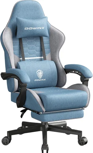 Vista 10 de Dowinx Silla de juegos de tela con cojín de resorte de bolsillo, silla de juegos de masaje con reposacabezas, silla ergonómica para computadora