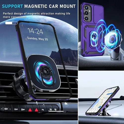 Vista 8 de Janmitta Funda compatible con Samsung Galaxy A35 5G, funda integrada para lente de cámara deslizante + protector de pantalla + soporte de anillo