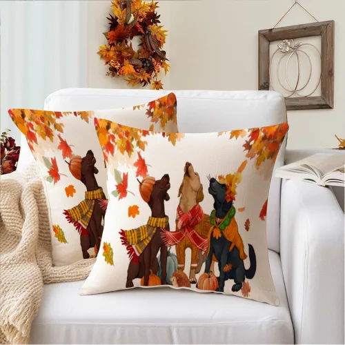 Vista 3 de RABUSOFA Fundas de almohada de otoño de 18 x 18 pulgadas, decoraciones de Negro