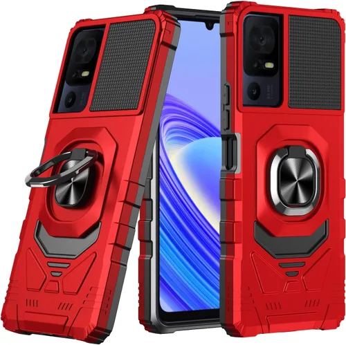 Vista 8 de Funda para teléfono TCL 40 SE con protector de pantalla, soporte de anillo para montaje magnético de automóvil, grado militar, resistente, a prueba