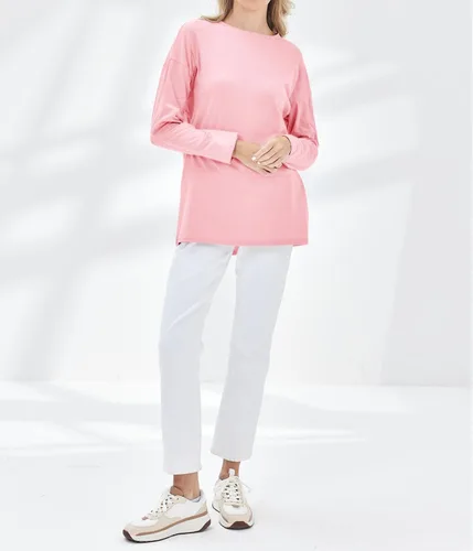Vista 64 de Fisoew Camisetas de manga larga para mujer, holgadas, casuales, con cuello redondo, blusa suave