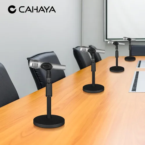 Vista 8 de CAHAYA Soporte de micrófono ajustable: soporte de micrófono con brazo de brazo de brazo de escritorio con 2 clips de micrófono Base de metal