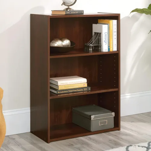 Vista 2 de Sauder Beginnings Librero de 3 Estantes, Estantería para Libros con Repisas de Almacenamiento Ajustables, en acabado Brook Cherry