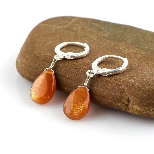 Vista 85 de Aretes de aro de cristal afganita natural Piedras afganas de alto grado Aretes chapados en plata Gota lisa Joyas de piedras preciosas hechas