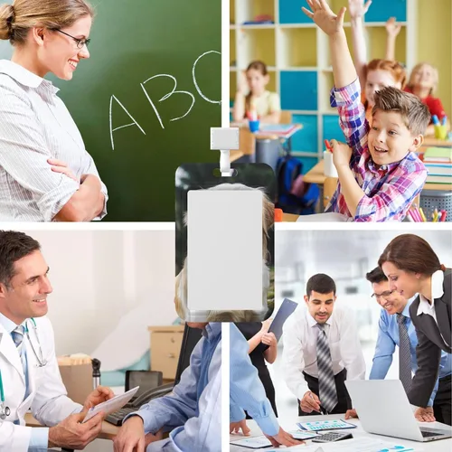 Vista 6 de Divertido soporte para tarjetas de identificación con cordón de identificación con cordón de separación, funda de plástico impermeable para tarjetas