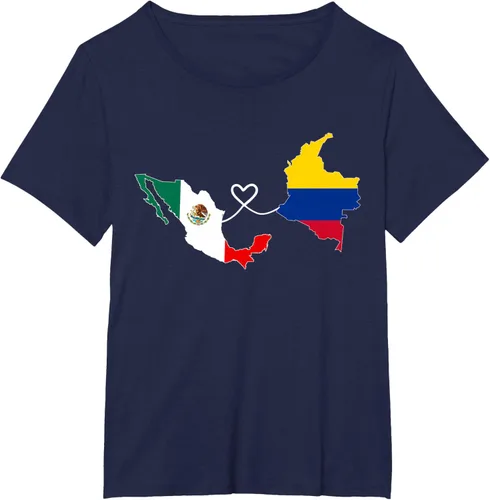 Vista 18 de Camiseta Half Colombian Half Mexican Flag Map DNA Mexico Colombia