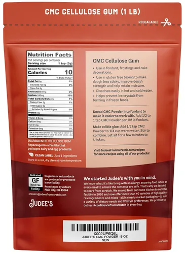 Vista 2 de Judee's Gluten Free CMC Powder - Pegamento de fondant para decoraciones con polvo CMC para fondant - Ayuda para hornear sin gluten y goma de mascar