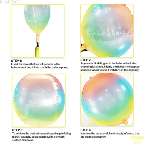 Vista 7 de KatchOn, Globos grandes y brillantes de arcoíris de 22 pulgadas, paquete de 6, globos arcoíris para cumpleaños, globo metálico de Mylar pastel