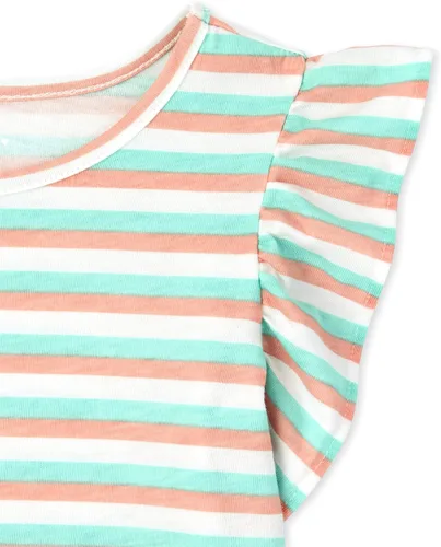 Vista 3 de The Children's Place baby girls The Children's Place - Paquete de 3 camisetas con volantes para niñas pequeñas, color aguamarina suave, talla 12-18
