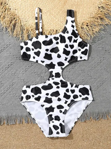 Vista 5 de SHENHE Traje de baño de una pieza con estampado floral y volantes para niña
