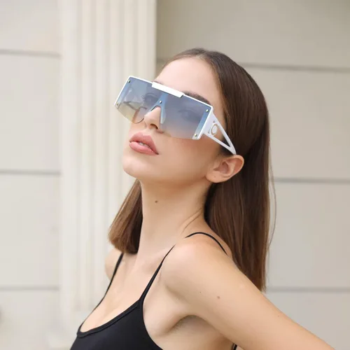 Vista 4 de FEISEDY Gafas de sol para mujer, de gran tamaño, cuadradas, con parte superior plana, para hombre, B4060