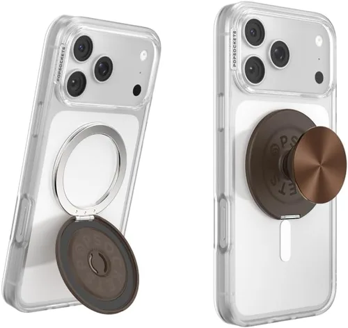 Vista 11 de PopSockets Agarre Kick-Out para MagSafe, Kickstand- Knurl Gunmetal Moleteado Gunmetal