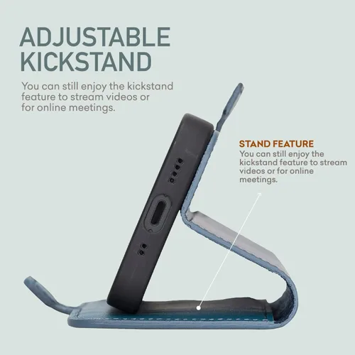 Vista 2 de Bayelon Funda para iPhone 13 Mini de 5.4 pulgadas, funda de cuero de grano completo, funda magnética con ranuras para tarjetas, soporte de soporte