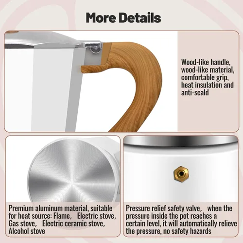 Vista 65 de Cafetera clásica de aluminio para 3 tazas Azul