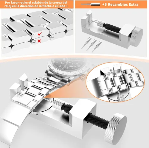 Vista 3 de Kit de extracción de eslabones de reloj, Kit de reparación de reloj BYNIIUR, herramientas de barra de resorte para abridor de caja de reloj, kit