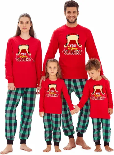 Vista 18 de Camiseta familiar de manga larga con texto en inglés "You Serious Clark Christmas" Top - Athletic Heather